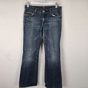 7 For All Mankind Jeans Women's 28 Blue Flare Medium Wash Slight Distress